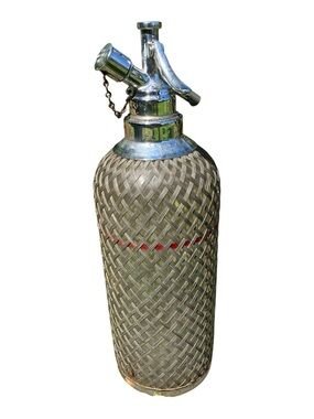 Vintage Sparklets Woven Glass and Metal Soda Siphon